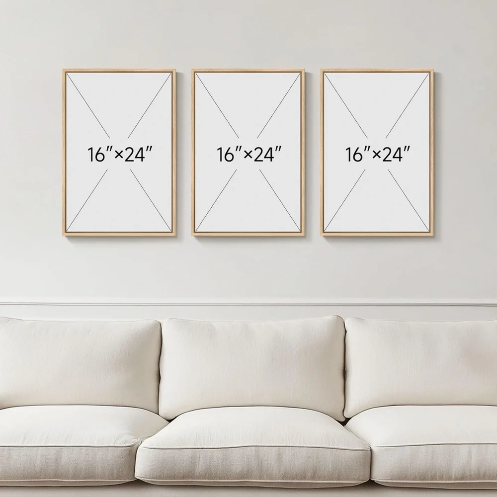 Framed Sage Green Boho Wall Art Set 3‎ Minimalist Canvas Prints 16x24 Brand New